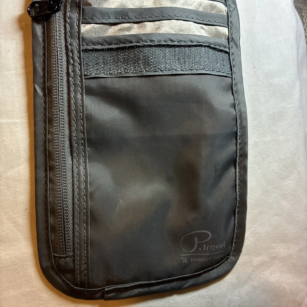 P. Travel-Ultra Slim Design Passport Wallet Holder Organizer w/RFID Gray W/Strap